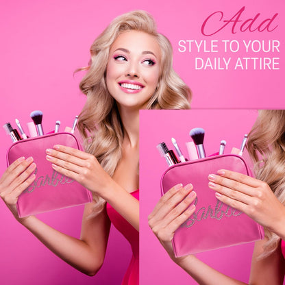 Get Trend Barbie Toiletry Bags Set of 3 - Pink Zipped Wash Bag & Cosmetic Case Holiday Essentials Avelisse