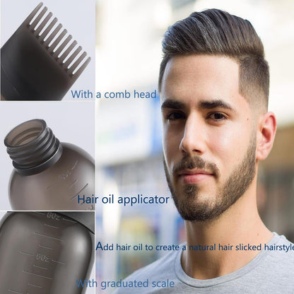 Pairswind 200ml Black & Pink Reusable Plastic Hair Oiling & Dye Application Bottle with Mist Spray & Continuous Spray, 2-Pack with Scalp Massage Comb