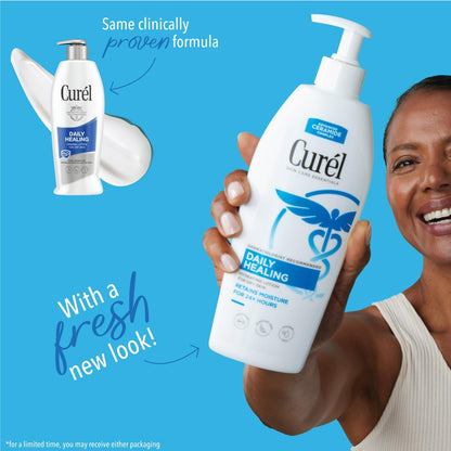 Curel Daily Healing Body Lotion for Dry Skin, Hydrating Body Lotion with Advanced Ceramides Complex, Dermatologist Recommended, 13 Oz, Pack of 3 Avelisse
