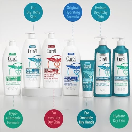Curel Daily Healing Body Lotion for Dry Skin, Hydrating Body Lotion with Advanced Ceramides Complex, Dermatologist Recommended, 13 Oz, Pack of 3 Avelisse