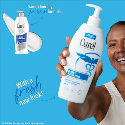 Curel Daily Healing Body Lotion for Dry Skin, Hydrating Body Lotion with Advanced Ceramides Complex, Dermatologist Recommended, 13 Oz, Pack of 3 Avelisse
