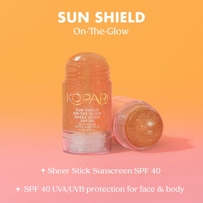 Kopari Sun Shield On-The-Glow Sheer Sunscreen Stick SPF 40 – Sweat & Water Resistant Roll-On Sunscreen for Face and Body with Vitamin E and Bisabolol, 1 oz Avelisse