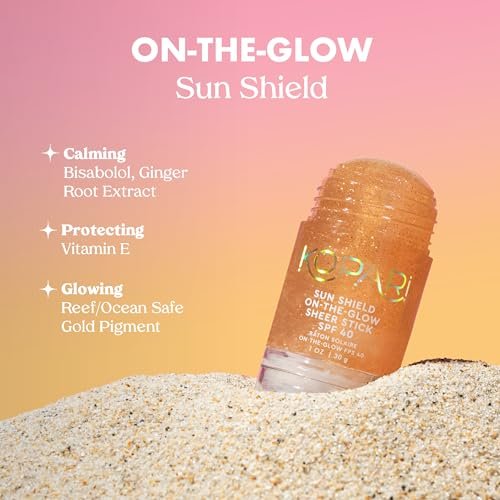 Kopari Sun Shield On-The-Glow Sheer Sunscreen Stick SPF 40 – Sweat & Water Resistant Roll-On Sunscreen for Face and Body with Vitamin E and Bisabolol, 1 oz Avelisse