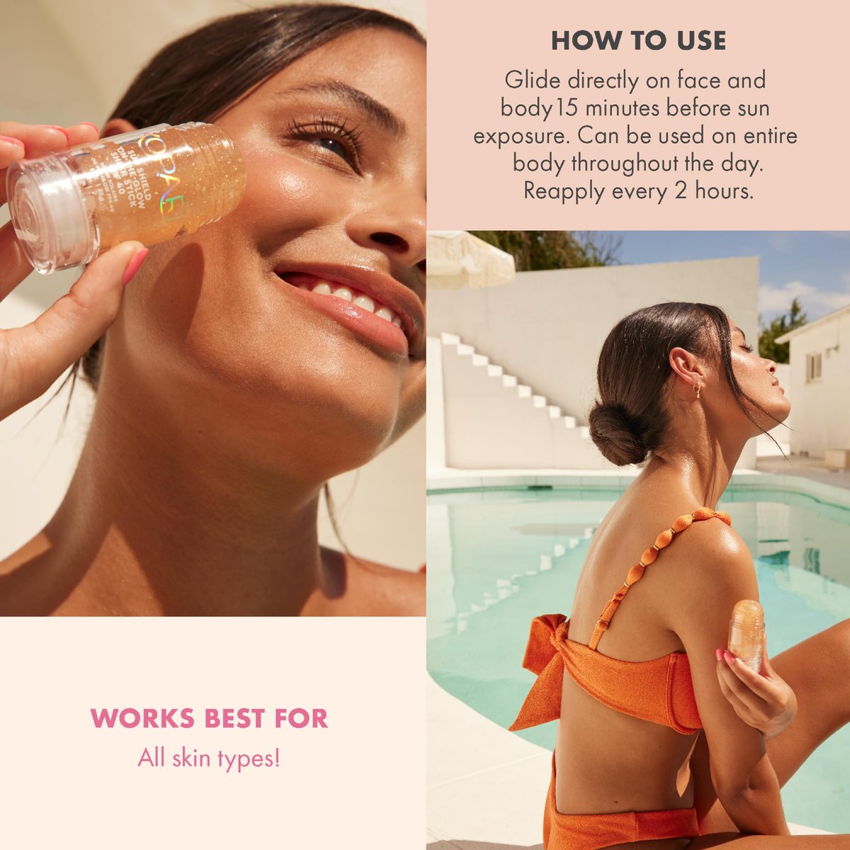 Kopari Sun Shield On-The-Glow Sheer Sunscreen Stick SPF 40 – Sweat & Water Resistant Roll-On Sunscreen for Face and Body with Vitamin E and Bisabolol, 1 oz Avelisse