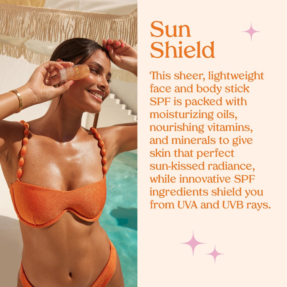 Kopari Sun Shield On-The-Glow Sheer Sunscreen Stick SPF 40 – Sweat & Water Resistant Roll-On Sunscreen for Face and Body with Vitamin E and Bisabolol, 1 oz Avelisse