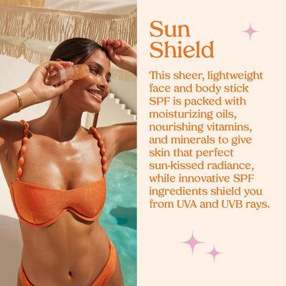 Kopari Sun Shield On-The-Glow Sheer Sunscreen Stick SPF 40 – Sweat & Water Resistant Roll-On Sunscreen for Face and Body with Vitamin E and Bisabolol, 1 oz Avelisse