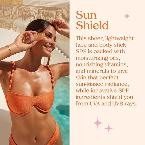 Kopari Sun Shield On-The-Glow Sheer Sunscreen Stick SPF 40 – Sweat & Water Resistant Roll-On Sunscreen for Face and Body with Vitamin E and Bisabolol, 1 oz Avelisse