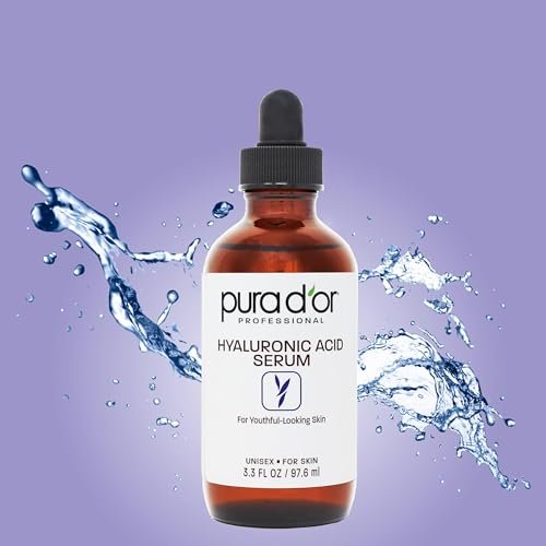 PURA D'OR Hyaluronic Acid Serum 3.3 oz – Deep Hydration Anti-Aging Facial Serum for Smooth, Plump Skin Avelisse