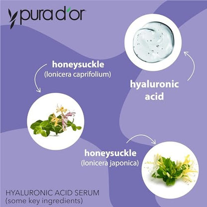 PURA D'OR Hyaluronic Acid Serum 3.3 oz – Deep Hydration Anti-Aging Facial Serum for Smooth, Plump Skin Avelisse
