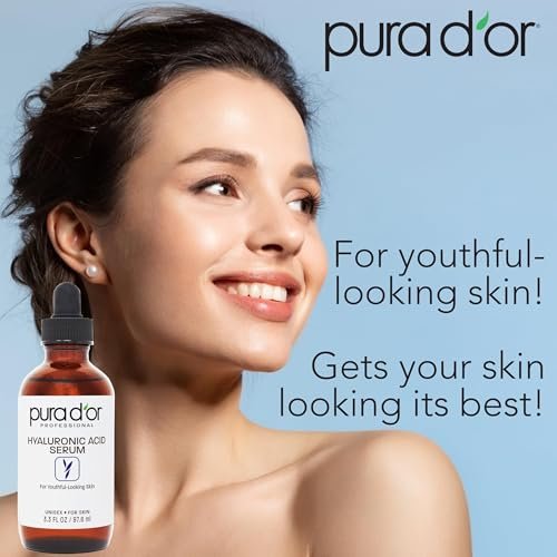 PURA D'OR Hyaluronic Acid Serum 3.3 oz – Deep Hydration Anti-Aging Facial Serum for Smooth, Plump Skin Avelisse
