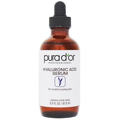 PURA D'OR Hyaluronic Acid Serum 3.3 oz – Deep Hydration Anti-Aging Facial Serum for Smooth, Plump Skin Avelisse