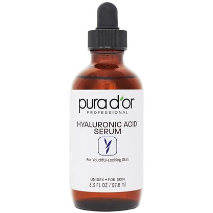 PURA D'OR Hyaluronic Acid Serum 3.3 oz – Deep Hydration Anti-Aging Facial Serum for Smooth, Plump Skin Avelisse