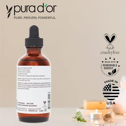 PURA D'OR Hyaluronic Acid Serum 3.3 oz – Deep Hydration Anti-Aging Facial Serum for Smooth, Plump Skin Avelisse