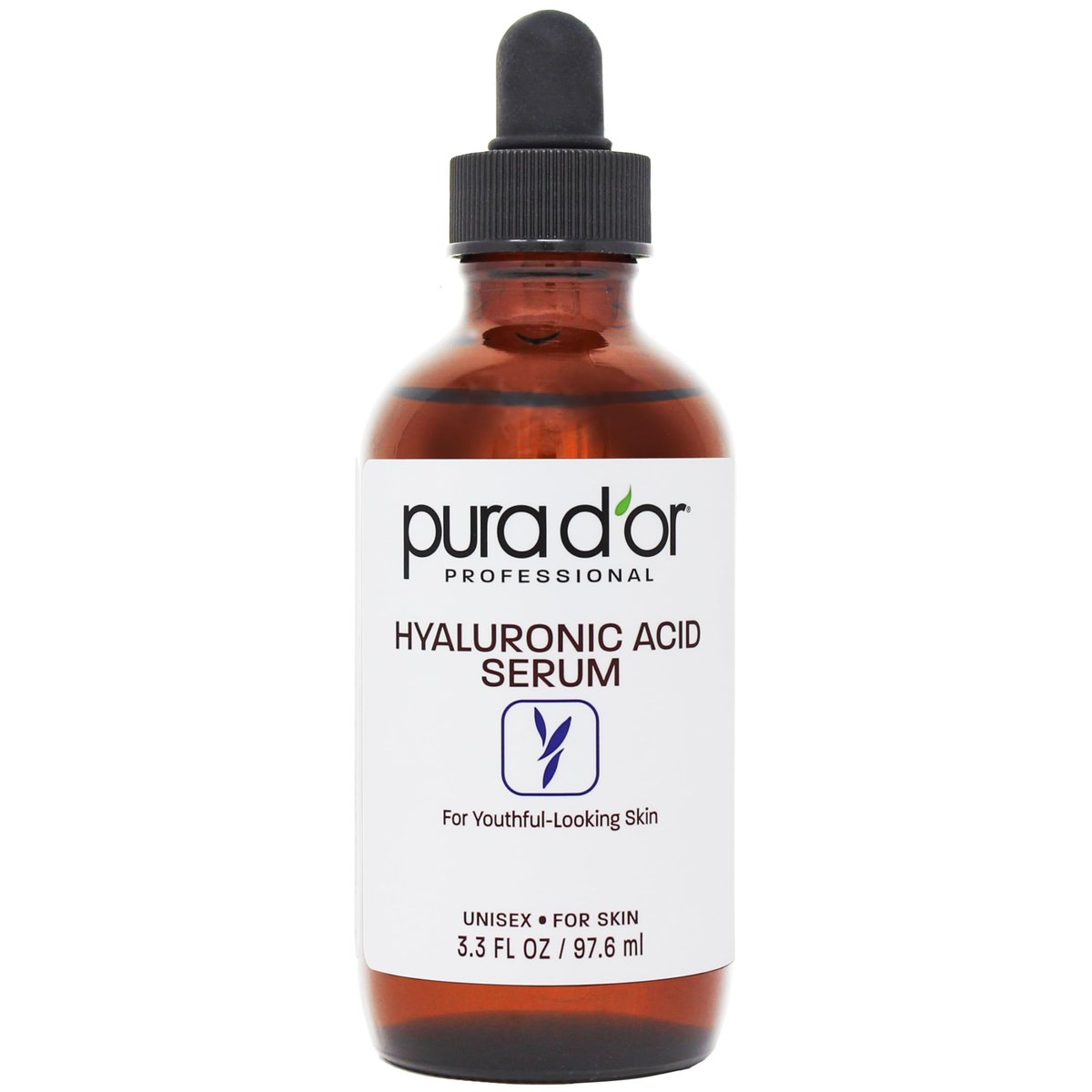 PURA D'OR Hyaluronic Acid Serum 3.3 oz – Deep Hydration Anti-Aging Facial Serum for Smooth, Plump Skin Avelisse