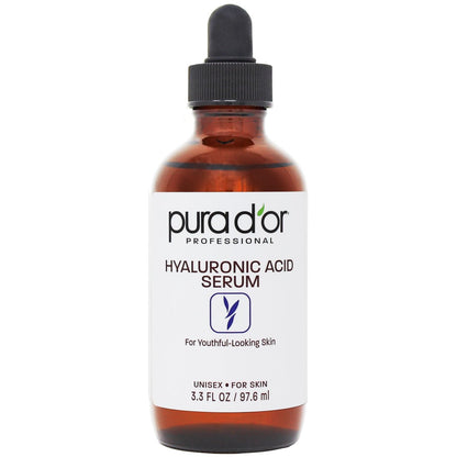 PURA D'OR Hyaluronic Acid Serum 3.3 oz – Deep Hydration Anti-Aging Facial Serum for Smooth, Plump Skin Avelisse