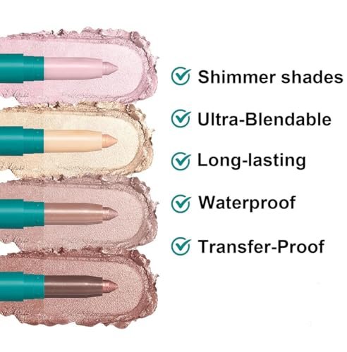 ProCover Eyeshadow Stick Set - 4-Piece Shimmer Creamy Long-Lasting Eye Makeup, Glitter Highlighter & Eye Liner - görsel 7