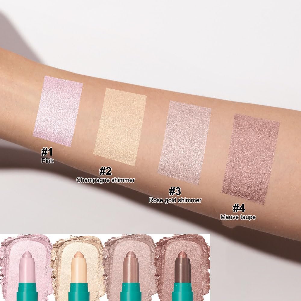 ProCover Eyeshadow Stick Set - 4-Piece Shimmer Creamy Long-Lasting Eye Makeup, Glitter Highlighter & Eye Liner - görsel 12