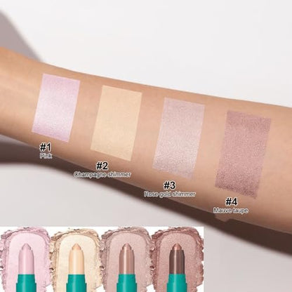 ProCover Eyeshadow Stick Set - 4-Piece Shimmer Creamy Long-Lasting Eye Makeup, Glitter Highlighter & Eye Liner