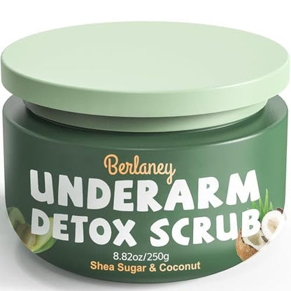 Berlaney Armpit Detox and Scrub with Shea Butter and Coconut - Exfoliating Body Scrub for Odor Removal, Deep Cleansing, and Smooth Skin (8.8 oz) Avelisse