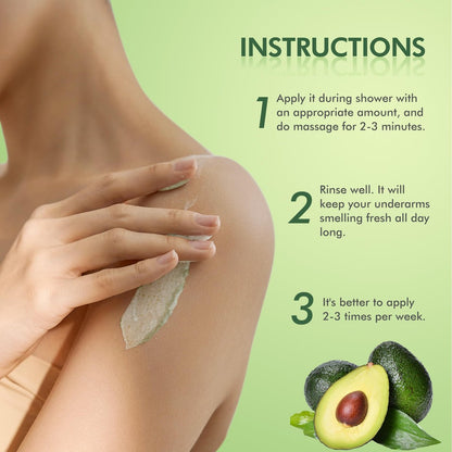 Berlaney Armpit Detox and Scrub with Shea Butter and Coconut - Exfoliating Body Scrub for Odor Removal, Deep Cleansing, and Smooth Skin (8.8 oz) Avelisse