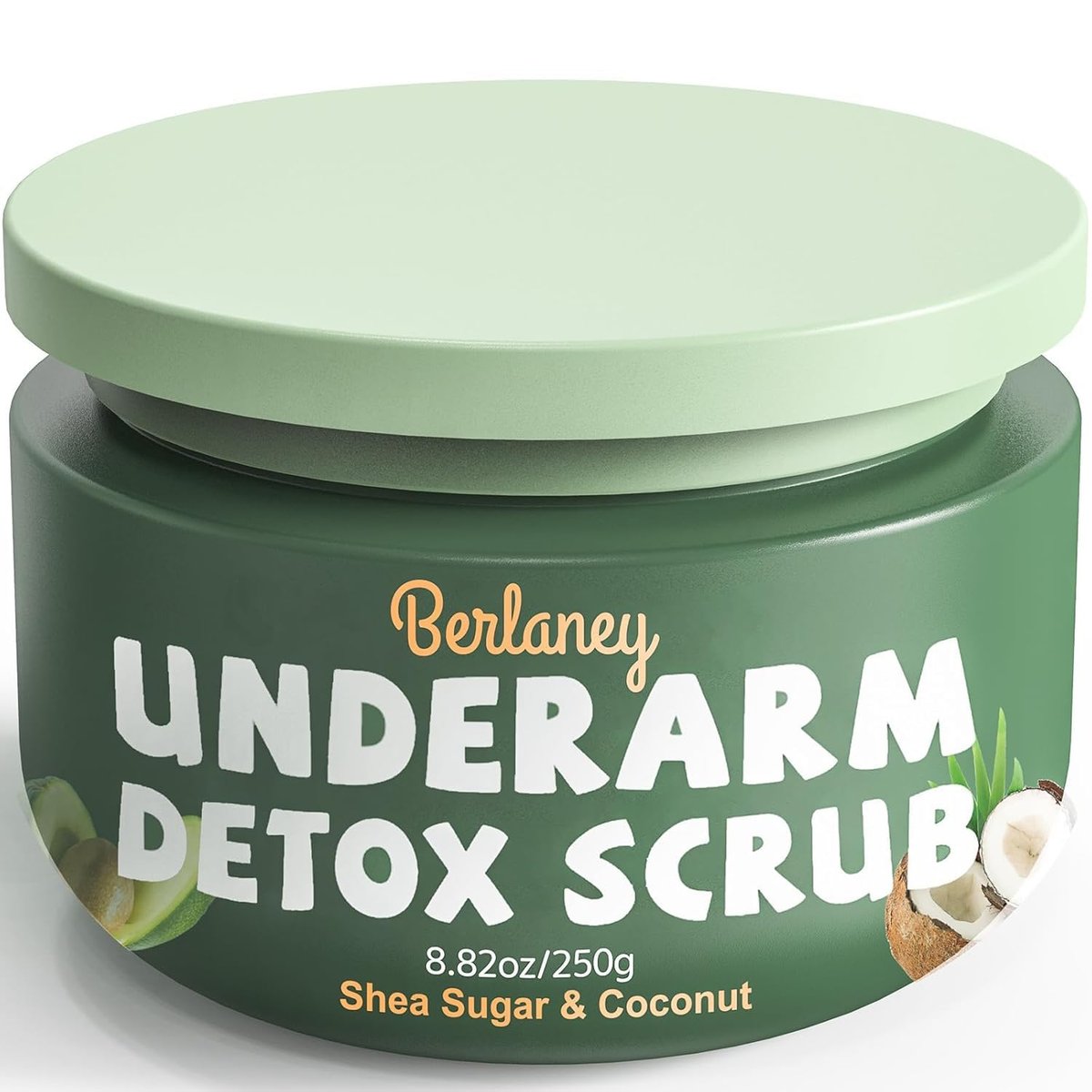 Berlaney Armpit Detox and Scrub with Shea Butter and Coconut - Exfoliating Body Scrub for Odor Removal, Deep Cleansing, and Smooth Skin (8.8 oz) Avelisse
