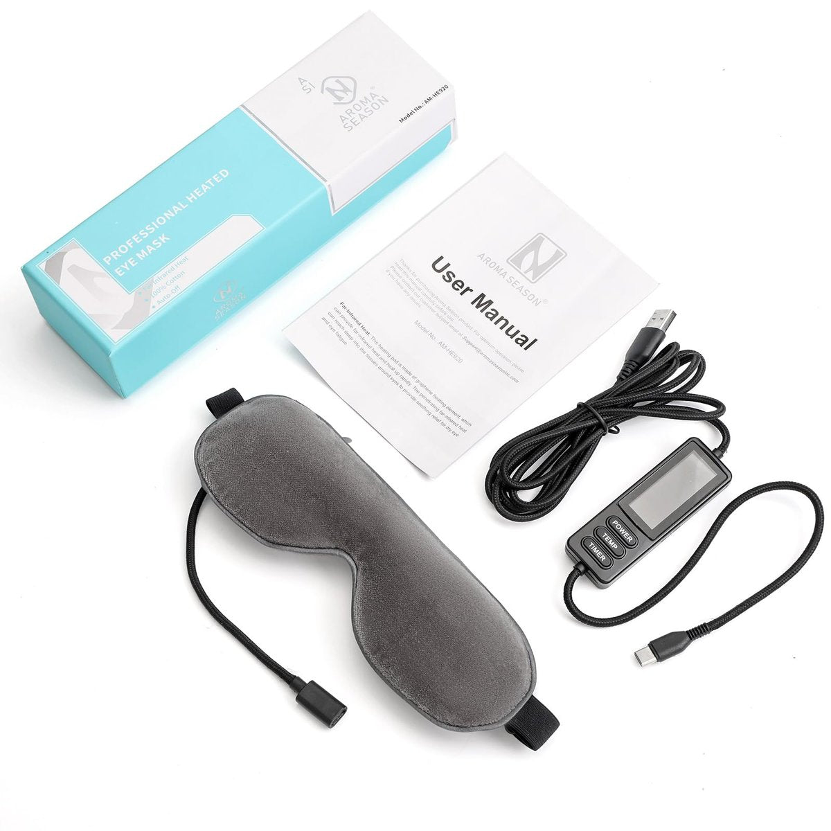 Aroma Season Heated Eye Mask - Warm Eye Compress for Daily Use, Eyelid Warming for Eye Comfort, Dark Gray, Cotton Avelisse