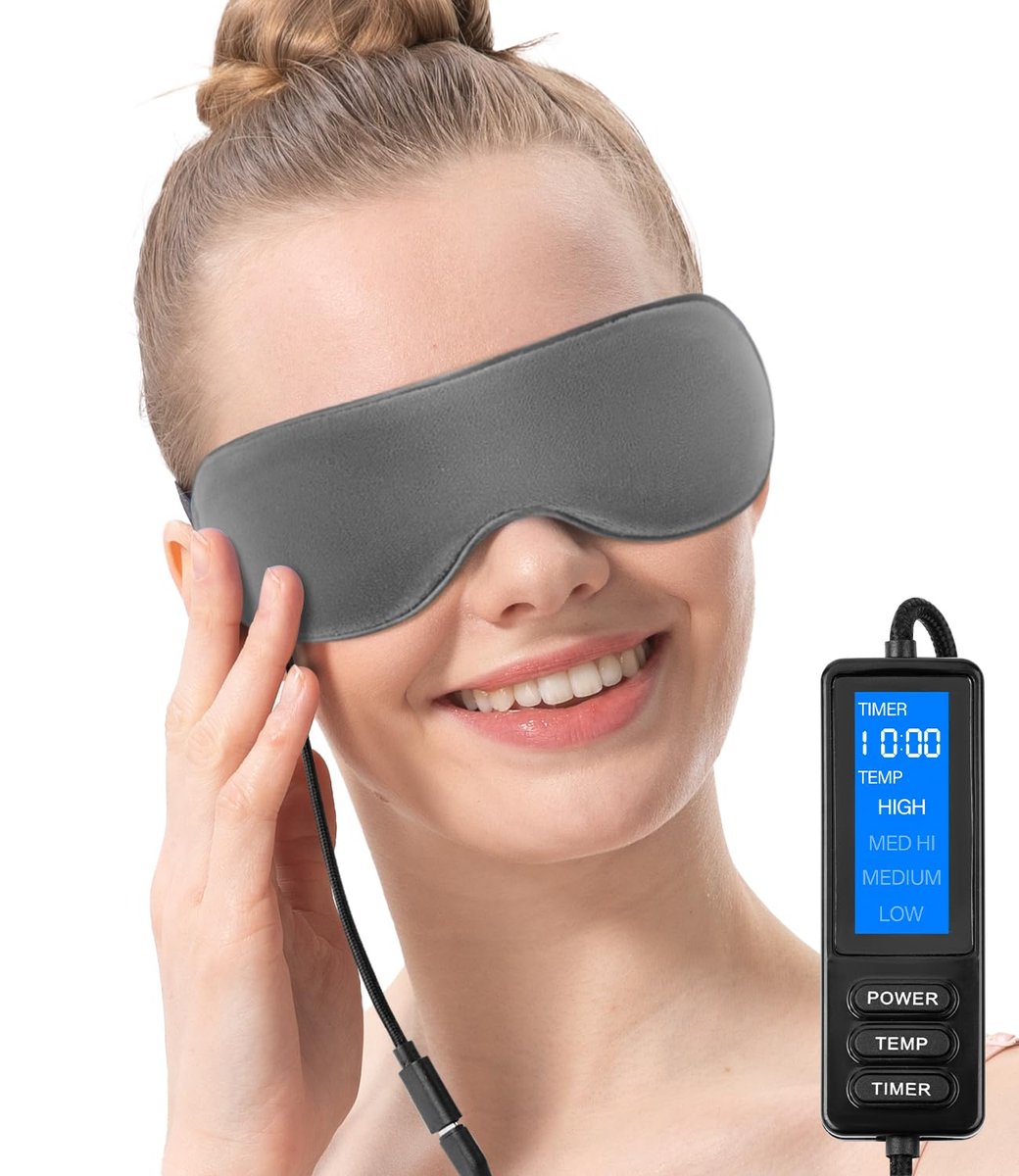 Aroma Season Heated Eye Mask - Warm Eye Compress for Daily Use, Eyelid Warming for Eye Comfort, Dark Gray, Cotton Avelisse