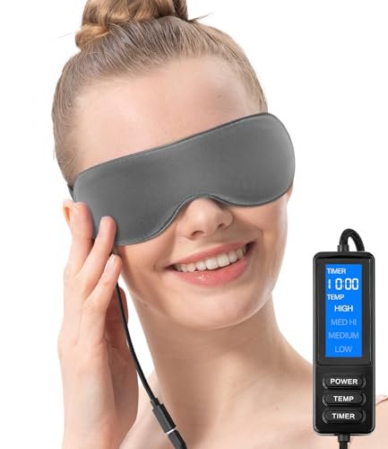 Aroma Season Heated Eye Mask - Warm Eye Compress for Daily Use, Eyelid Warming for Eye Comfort, Dark Gray, Cotton Avelisse