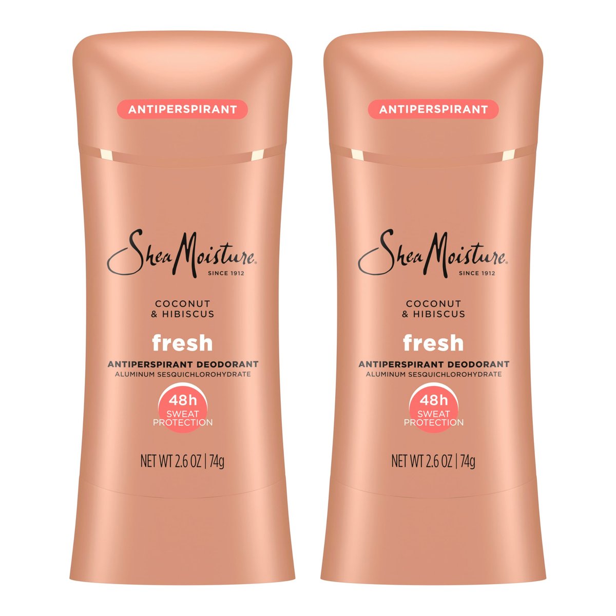 SheaMoisture Antiperspirant Deodorant Stick Fresh Coconut & Hibiscus 2 Count - 48HR Sweat & Odor Protection, No Parabens, No Mineral Oil, 2.6 oz Each - görsel 2