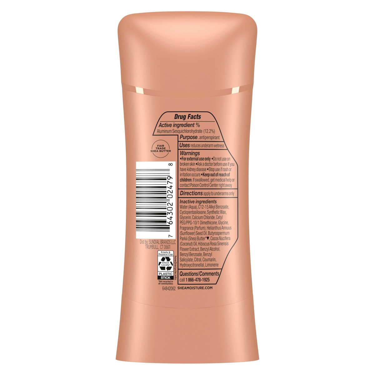 SheaMoisture Antiperspirant Deodorant Stick Fresh Coconut & Hibiscus 2 Count - 48HR Sweat & Odor Protection, No Parabens, No Mineral Oil, 2.6 oz Each - görsel 4