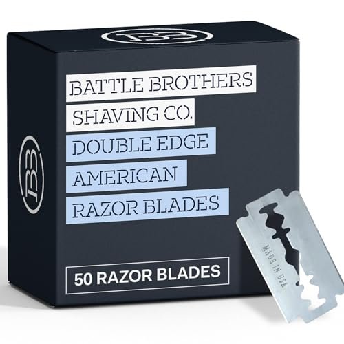 Made in USA Double Edge Razor Blades (50-Pack) – Stainless Steel, Smooth & Sharp | Fits All DE Safety Razors | Battle Brothers Avelisse