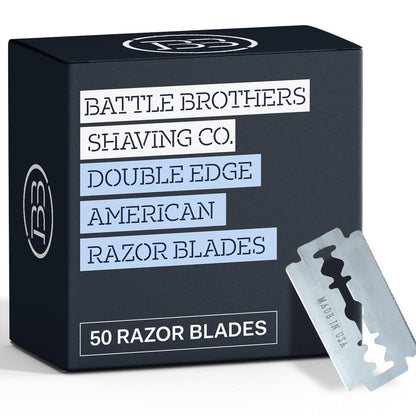 Made in USA Double Edge Razor Blades (50-Pack) – Stainless Steel, Smooth & Sharp | Fits All DE Safety Razors | Battle Brothers Avelisse