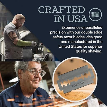 Made in USA Double Edge Razor Blades (50-Pack) – Stainless Steel, Smooth & Sharp | Fits All DE Safety Razors | Battle Brothers Avelisse