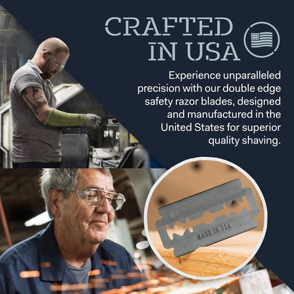 Made in USA Double Edge Razor Blades (50-Pack) – Stainless Steel, Smooth & Sharp | Fits All DE Safety Razors | Battle Brothers Avelisse