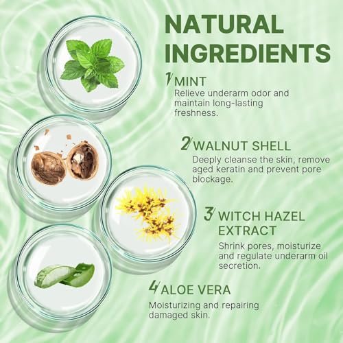 Peppermint Underarm Detox Scrub – Armpit Body Scrub for Women, Exfoliating & Deep Cleansing Scrub for Odor Relief, Moisturizes Armpits, Elbows, Knees & Whole Body (7.23 oz) - görsel 4