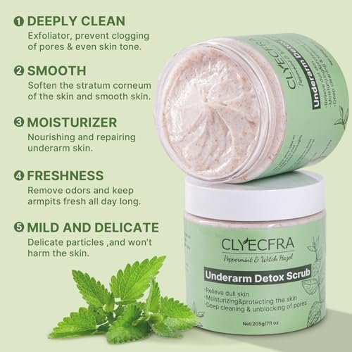 Peppermint Underarm Detox Scrub – Armpit Body Scrub for Women, Exfoliating & Deep Cleansing Scrub for Odor Relief, Moisturizes Armpits, Elbows, Knees & Whole Body (7.23 oz) - görsel 6