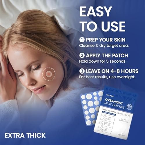 ZITLABS Pimple Patches for Face - Hydrocolloid Acne Patches with Tea Tree Oil & Salicylic Acid - Overnight PM Patches for Zits, Blemishes, Breakouts - Medical-Grade Hydrocolloid - Pack of 72 - görsel 12