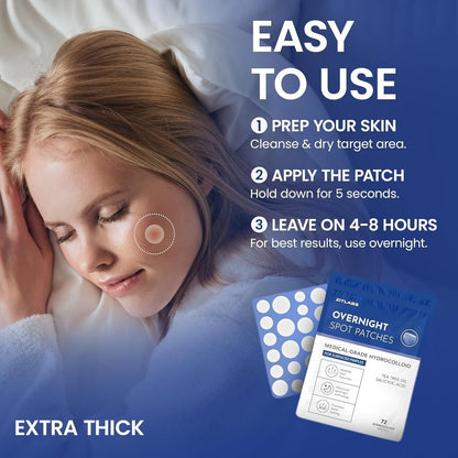 ZITLABS Pimple Patches for Face - Hydrocolloid Acne Patches with Tea Tree Oil & Salicylic Acid - Overnight PM Patches for Zits, Blemishes, Breakouts - Medical-Grade Hydrocolloid - Pack of 72