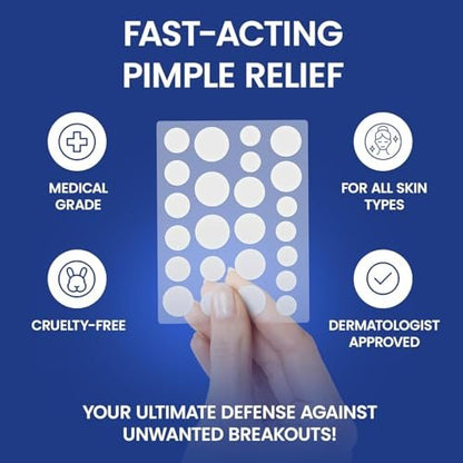 ZITLABS Pimple Patches for Face - Hydrocolloid Acne Patches with Tea Tree Oil & Salicylic Acid - Overnight PM Patches for Zits, Blemishes, Breakouts - Medical-Grade Hydrocolloid - Pack of 72