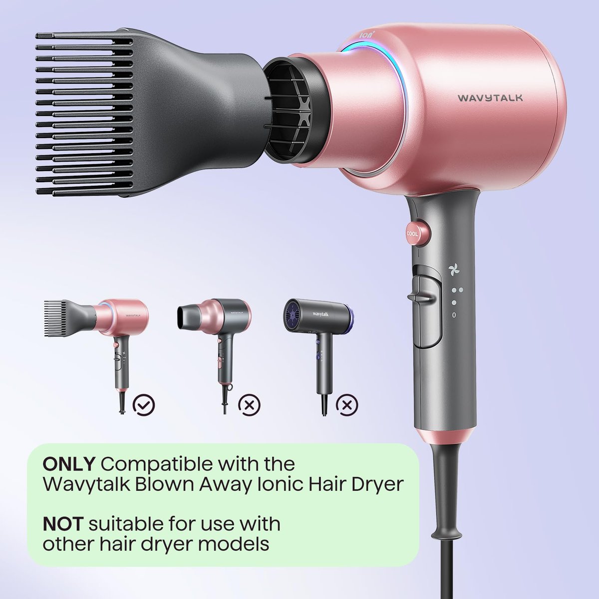 Wavytalk Grey Comb Nozzle – Compatible with Wavytalk Blown Away Ionic Hair Dryer (49.6mm Internal Diameter) - görsel 5