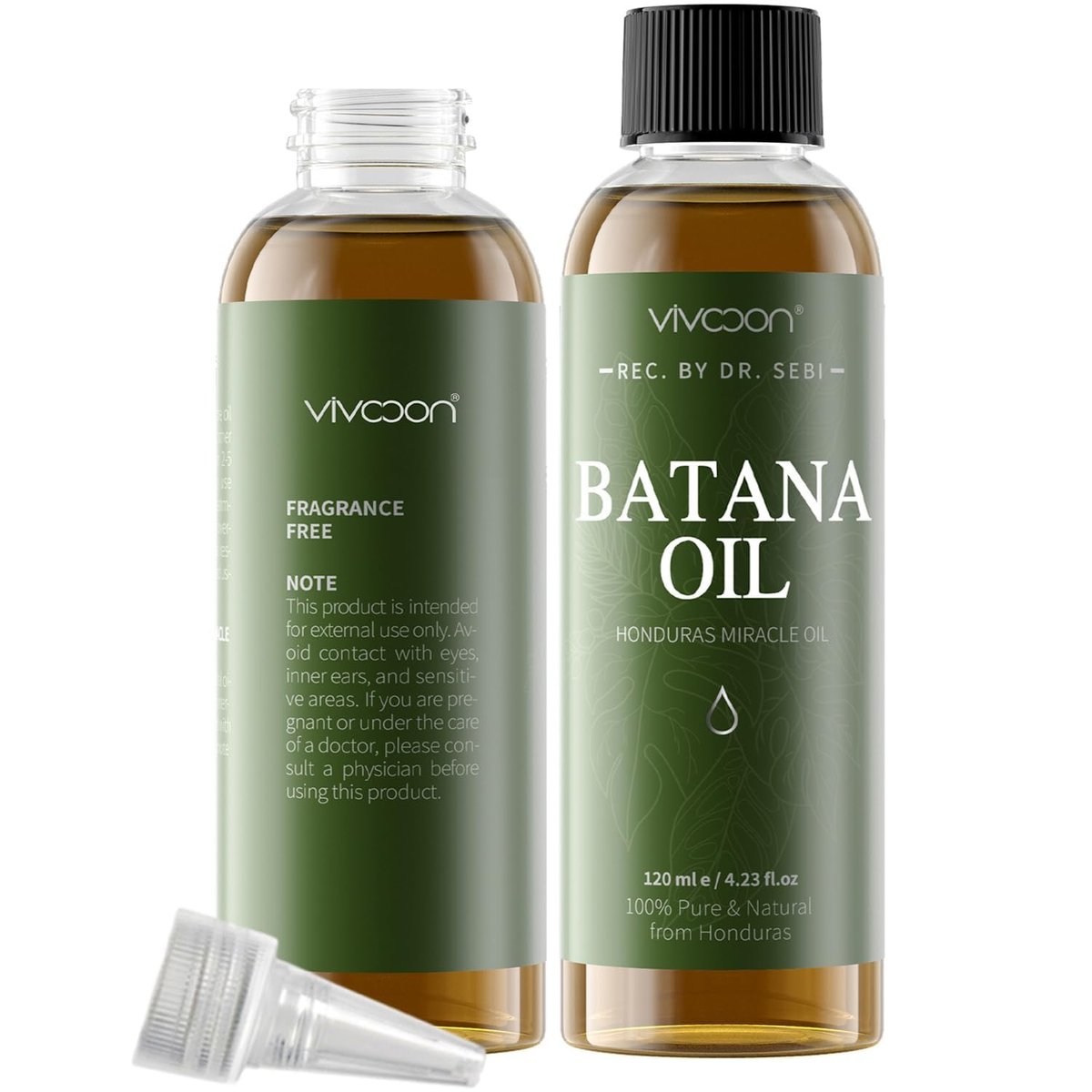 Vivccon 100% Pure & Natural Raw Batana Oil for Hair Growth - Dr. Sebi Organic from Honduras - Promotes Hair Thickness, Scalp & Skin Care - 4.23 fl oz with 2 Caps Avelisse