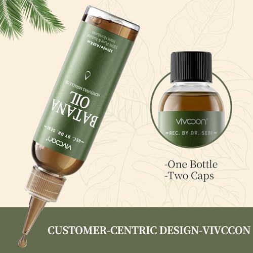 Vivccon 100% Pure & Natural Raw Batana Oil for Hair Growth - Dr. Sebi Organic from Honduras - Promotes Hair Thickness, Scalp & Skin Care - 4.23 fl oz with 2 Caps Avelisse