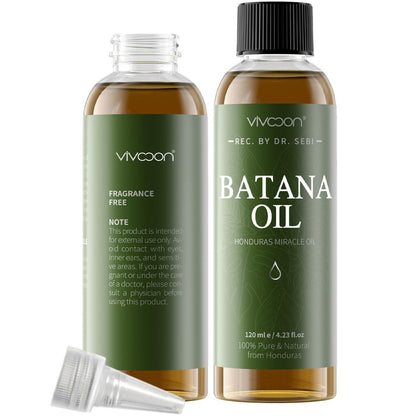 Vivccon 100% Pure & Natural Raw Batana Oil for Hair Growth - Dr. Sebi Organic from Honduras - Promotes Hair Thickness, Scalp & Skin Care - 4.23 fl oz with 2 Caps Avelisse