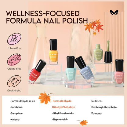 Morovan Nail Polish Set: Fall Quick Dry Fingernail Polish Kit - 6 Orange & Fall Shades, 0.06 oz Each, Glossy Finish, DIY Gift for Women
