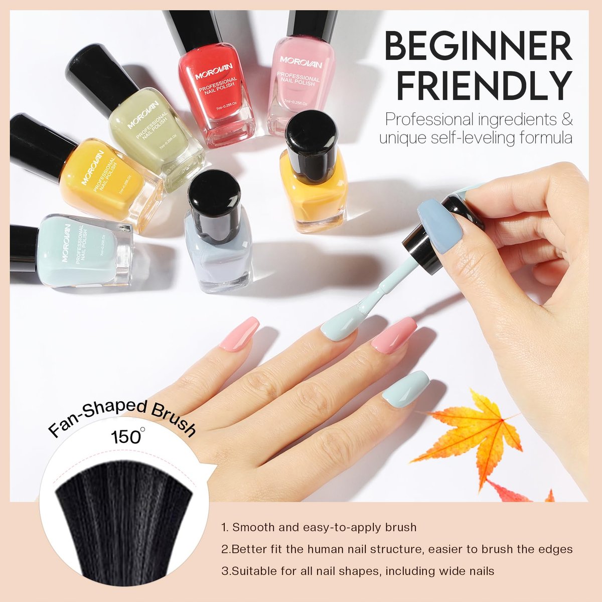 Morovan Nail Polish Set: Fall Quick Dry Fingernail Polish Kit - 6 Orange & Fall Shades, 0.06 oz Each, Glossy Finish, DIY Gift for Women - görsel 10