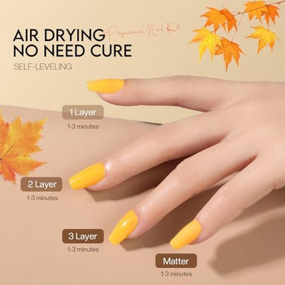 Morovan Nail Polish Set: Fall Quick Dry Fingernail Polish Kit - 6 Orange & Fall Shades, 0.06 oz Each, Glossy Finish, DIY Gift for Women