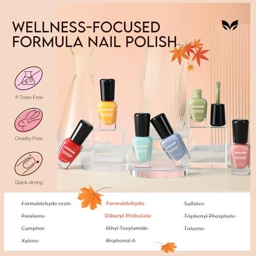 Morovan Nail Polish Set: Fall Quick Dry Fingernail Polish Kit - 6 Orange & Fall Shades, 0.06 oz Each, Glossy Finish, DIY Gift for Women - görsel 7