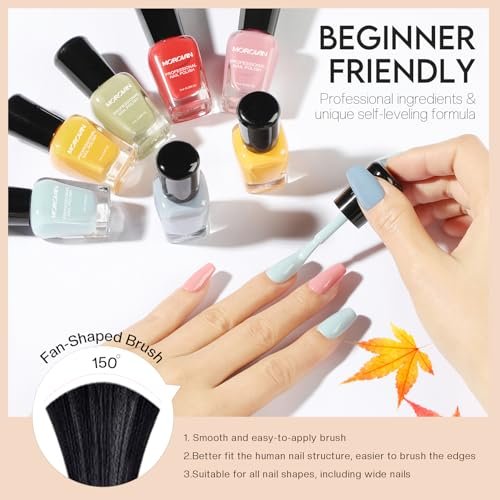 Morovan Nail Polish Set: Fall Quick Dry Fingernail Polish Kit - 6 Orange & Fall Shades, 0.06 oz Each, Glossy Finish, DIY Gift for Women - görsel 9