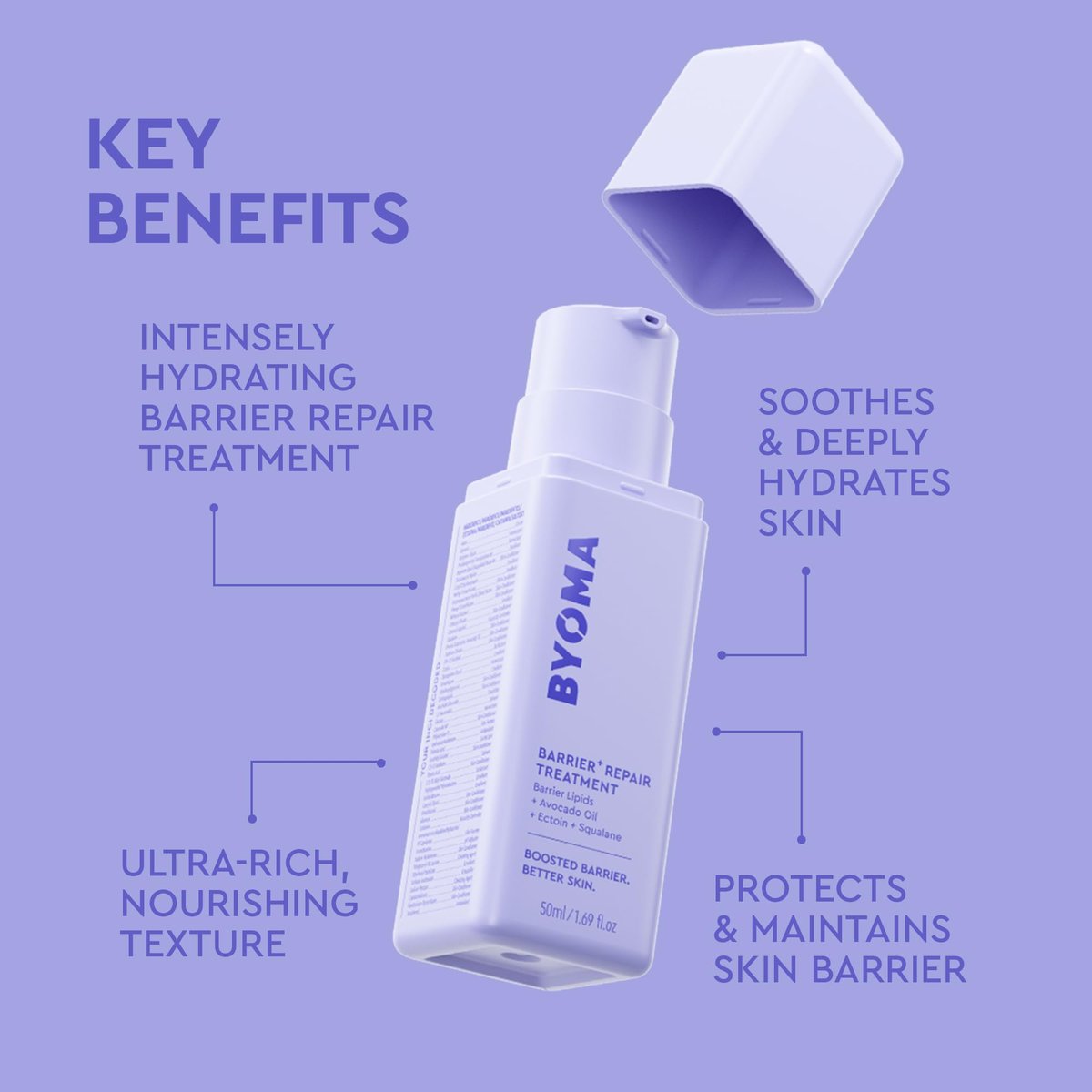 BYOMA Barrier Repair Treatment - Intensely Hydrating Moisturizer for Dry, Sensitive Skin with Avocado Oil, Squalane & Ectoin - Reduces the Appearance of Fine Lines & Wrinkles - 50mL - görsel 6