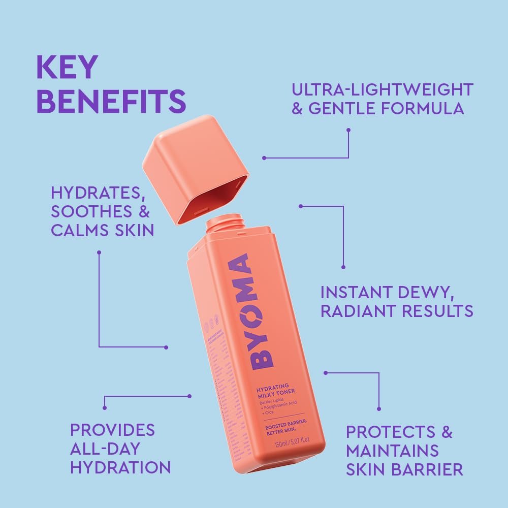 BYOMA Hydrating Milky Toner - Dewy, Ultra Hydrating Toner for Face - Soothes Skin, Locks in Moisture, Reduces Redness - Barrier Repair - 5.07 fl oz Avelisse